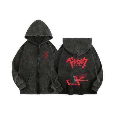 Imagem de Moletom Unissex Com Zíper E Capuz Estampado Anime Berserk Harajuku Gót