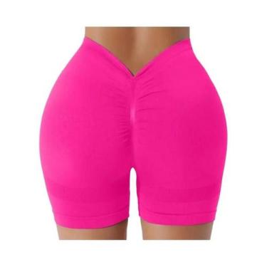 Imagem de Shorts De Yoga Sem Costura De Cintura Alta Com Efeito Modelador E Leva