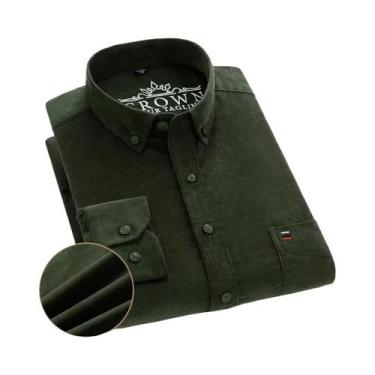 Imagem de Camisa Social Masculina plus Size 6XL 7XL De Veludo Cotelê Manga Longa