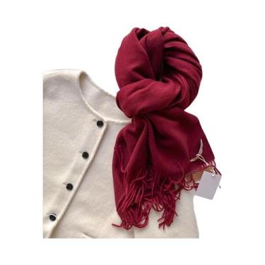 Imagem de Cachecol Feminino Longo De Lã Quente Para Inverno, Xale De Caxemira, P
