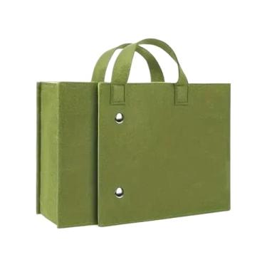 Imagem de Bolsa com compartimento para laptop – Bolsa dobrável de feltro verde, bolsa de escritório com compartimentos | para viagens diárias, trabalho, escola, faculdade, praia, dormitório, escritório