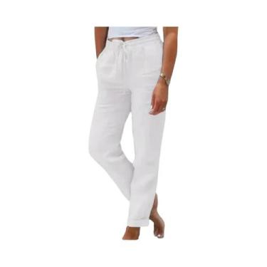 Imagem de Calças Femininas De Verão E Outono Em Algodão E Linho Respirável Com C