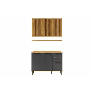 Imagem de Cozinha Modulada Ronipa 3 Peças Sauvignon C3P47 Amendoa/Chumbo