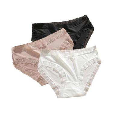 Imagem de Conjunto De 3 Calcinhas Ultra Finas E Respiráveis Em Seda De Gelo Com 