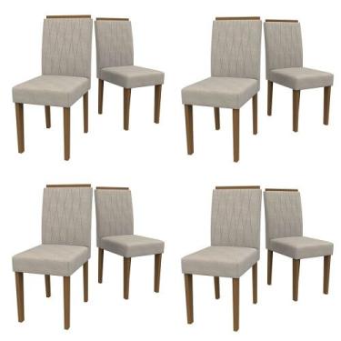 Imagem de Kit 08 Cadeiras de Jantar Analu Animalle Marfim WD25 Pés Imbuia - D'Ro