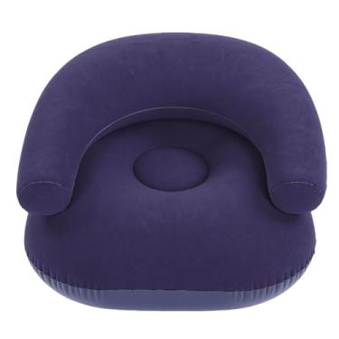 Imagem de Fockety Espreguiçadeira Inflável, sofá Individual Inflável Portátil Em Forma de U Sofá Com Apoio de Braço para Escritório Doméstico, Varanda, Assento de Chão, Flocagem de PVC (-marinho)