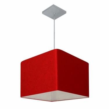 Imagem de Lustre Pendente Quadrado Vivare Md-4059 Cúpula Em Tecido 21/35x35cm - Bivolt Bordô 110v/220v