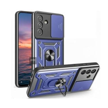 Imagem de Capa Capinha Armadura para Samsung Galaxy A56 Anti-Impacto com Proteção de Câmera e Suporte Ring Holder – Reforçada Premium (AZUL MARINHO)