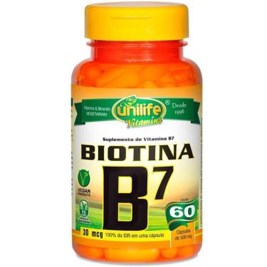 Imagem de Vitamina B7 Biotina 60 Cápsulas Unilife