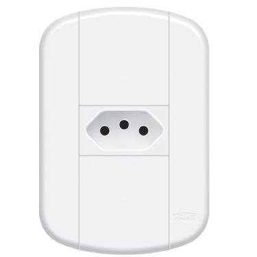 Imagem de Tomada Fame com Placa 4x2 Padrão 2p+t 10 Ampères Blanc 112.3914.4 Fame Conjunto Tomada Padrao 2p