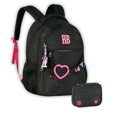 Imagem de Kit Mochila Rebecca Bonbon Costas Estojo Box Juvenil Passeio Cor:Rosa 