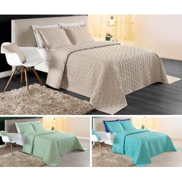 Imagem de cobreleito queen size 3 peças bordado luxo micropercal 200fios cor caq