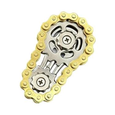 Imagem de Fidget Spinner Antiestresse De Metal Com Engrenagens E Corrente, Giros