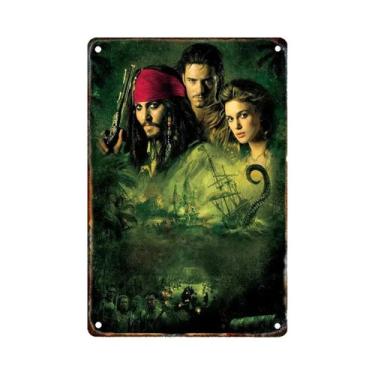 Imagem de Placa De Metal Retrô Piratas Do Caribe Disney Arte De Parede Decoração