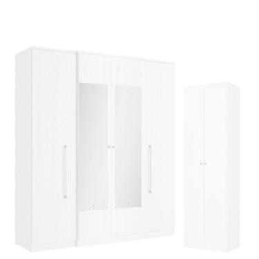 Imagem de Guarda Roupa Casal Splendore Glass 4 Portas Branco Acetinado E Multiuso Space Branco - Thb