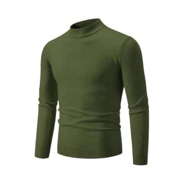 Imagem de Suéter Masculino Oversized De Gola Redonda Em Tricô, Quente, Cor Sólid