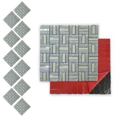 Imagem de Pastilha De Vidro Adesiva Kit 11 Uni Parede Cozinha Lavabo Banheiro Sala Decorativa Moderna Requintado Facil Aplicacao