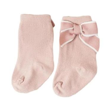 Imagem de Meias Curtas De Algodão Macio Para Meninas Com Laços Estilo Princesa S