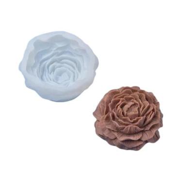 Imagem de Molde De Silicone Com Padrão De Flor Rosa Em 3 Tamanhos Para Velas, Bo