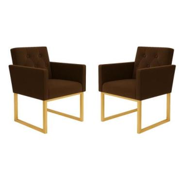 Imagem de Kit 2 Poltronas Decorativas Reforçada Recepção Base Ferro - Móveis Maf