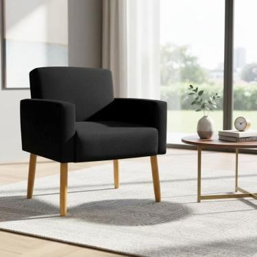 Imagem de Poltrona Hope Decorativa Confortável Para Sala Quarto Recepção Tecido Suede Pés Palito