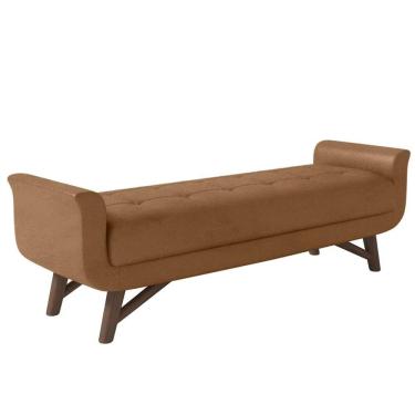 Imagem de Puff Recamier Calçadeira 140cm Base Madeira Neville Z37 Sintético Caramelo - Mpozenato