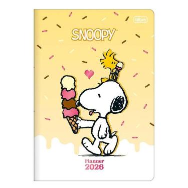 Imagem de Agenda Planner Snoopy 2026 Grampeado 20 Folhas Amarelo - Tilibra