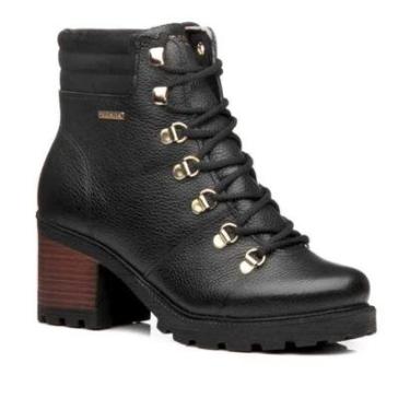 Imagem de Bota Feminino Coturno Couro Salto Medio Pegada 281321 Preto 39-Feminino
