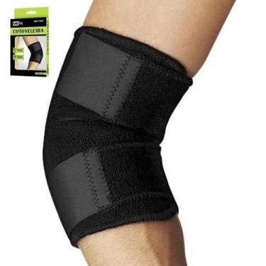 Imagem de Cotoveleira Preta Neoprene Ajustável Duas Abas - MBFIT