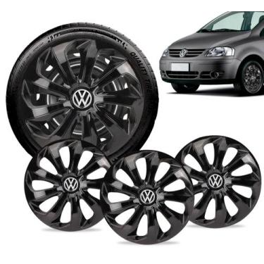 Imagem de Jogo 4 Calota Velox Aro 14 Preta Vw Fox Crossfox  Spacefox - Elitte