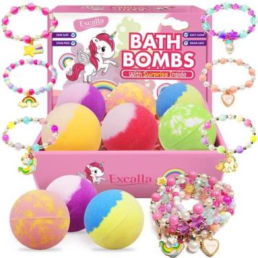 Imagem de Bombas de banho Excalla Unicorn com joias dentro de 4 a 8 anos, 6 unid
