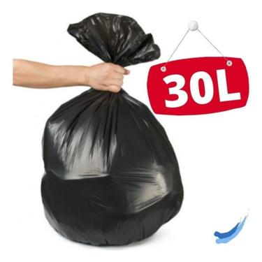 Imagem de Saco de Lixo 30L Uso Doméstico para Cozinha e Banheiro em Polietileno Reforçado Preto H...