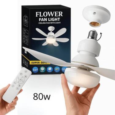 Imagem de Ventilador Com Lâmpada Led Bocal Controle Remoto Silencioso 6 Pás 80W 