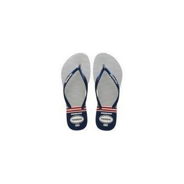 Imagem de Chinelo Havaianas Slim Nautical, Marinho, Branco, 39/40