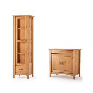 Imagem de Kit Cristaleira Bella 01 Porta 1220 Com Pé e Aparador Buffet 93,0 cm B