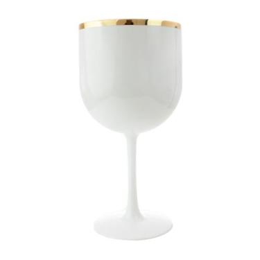 Imagem de Taça De Gin 400ml Branca Com Borda Dourada 10 Unidades - massari