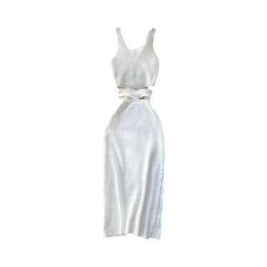 Imagem de Vestido Bodycon Feminino Sexy Com Recortes Na Cintura E Fenda, Moda De
