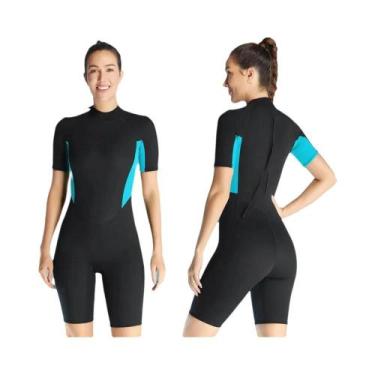 Imagem de Roupa De Mergulho Feminina De Neoprene 3mm Curta Com Zíper Traseiro Pa