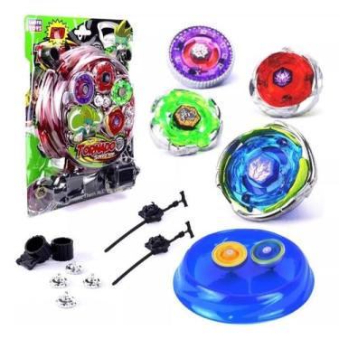 Imagem de Kit 4 Beyblade Metal Led + 2 Lançadores + Arena Com Luz Pião - Lianfa 