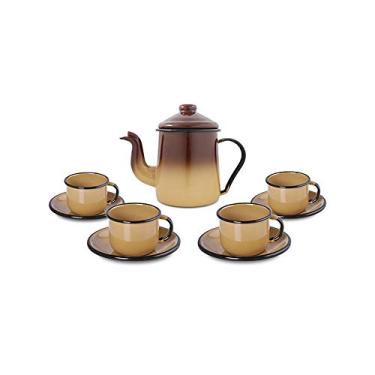 Imagem de Conjunto de Café Esmaltado Marrom - 9 peças - Linha Ewel