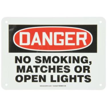 Imagem de ACCUFORM Placa de segurança de alumínio SIGNS MSMK135VA, legenda "Danger NO Smoking, Matches OR Open Lights", 17 cm de comprimento x 25 cm de largura x 0,040 cm de espessura, vermelho/preto em branco