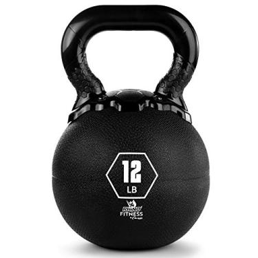 Imagem de Champion Sports Rhino Kettlebell, 5,4 kg, borracha, preta – chaleira durável com cabo suave e ergonômico para malhar – pesos livres para exercícios – Equipamento de treinamento de força premium