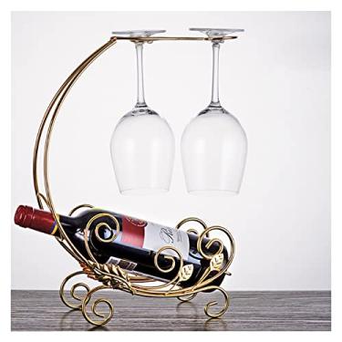 Imagem de Suporte de garrafa de vinho para mesa, suporte de vinho, armazenamento de bancada, suporte de arame de aço resistente para bar doméstico e cozinha (cor: A)