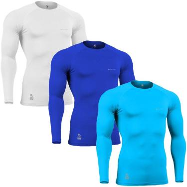 Imagem de Kit C/ 3 Camisas de Compressão Térmica Stigli Pro Proteção Solar FPU50+ Manga Longa Poliamida