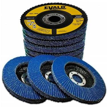 Imagem de Disco de Lixa Flap 4.1/2 POL 115 MM Aço Inox Grão 100 Kit com 10 Unidades EVALD EVALD
