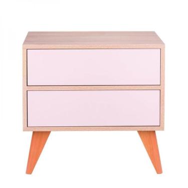 Imagem de Mesa de Cabeceira com Portas Bréscia Carvalho e Rosa Claro