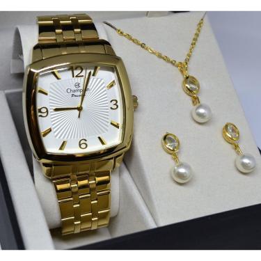 Imagem de Relogio Champion Dourado Quadrado  Grande Cn28740w
