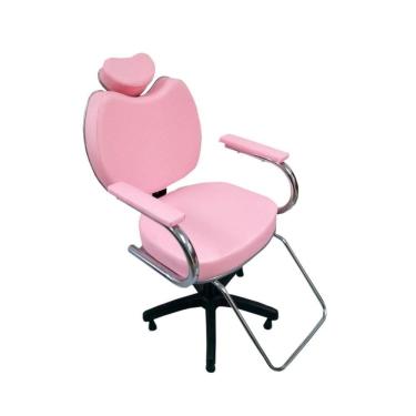 Imagem de Poltrona Cadeira Para Salão Cabeleireiro Maquiagem Rosa Bebê