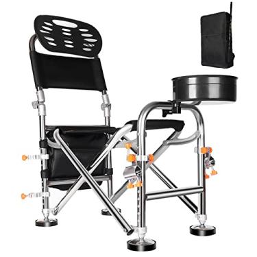 Imagem de Cadeira de pescaria 10 peças portátil cadeira de acampamento dobrável com mochila leve compacta ao ar livre para praia, gramado, piquenique, mochila, churrasco, preto, 4 kg/8,8 lbs