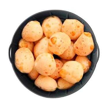 Imagem de Panela de Silicone Redonda Fritadeira Microondas C/Alça Forma 22x22cm Cesto para Air Fryer